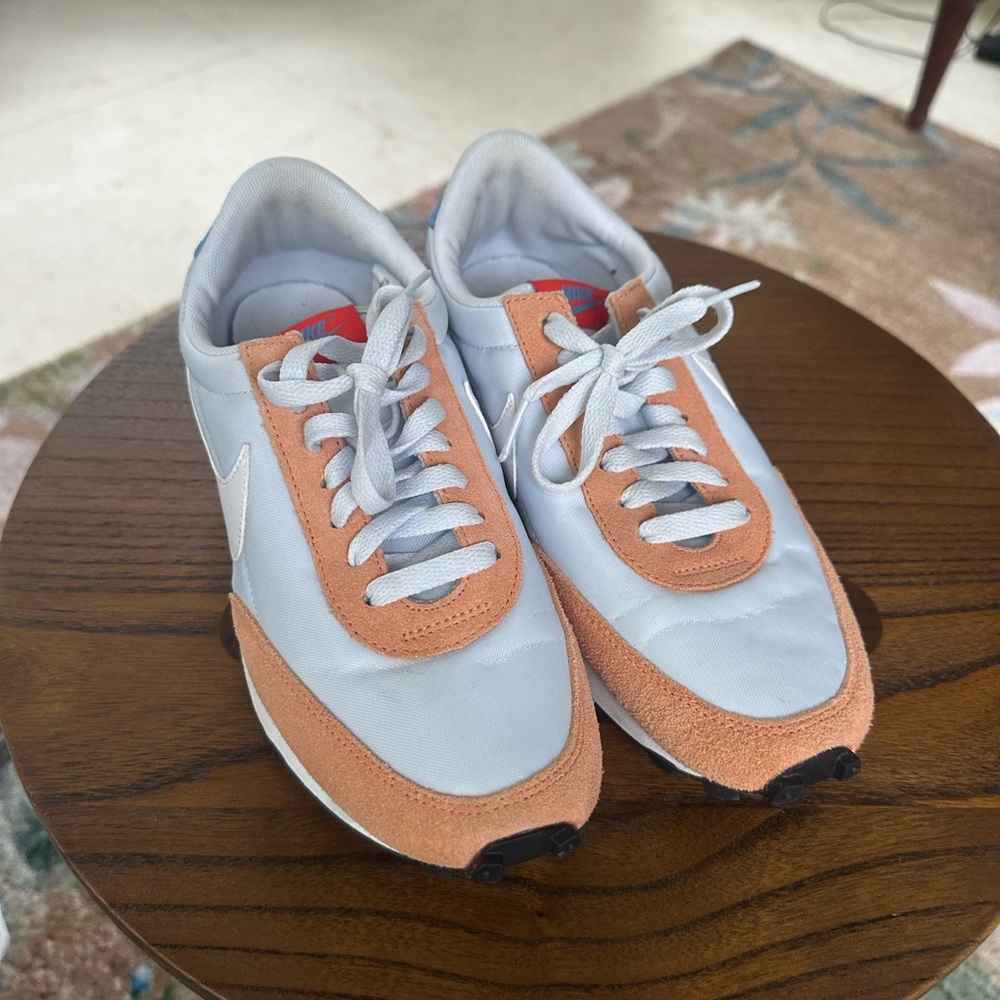 Nike Women's Sneakers - Light Blue and Peach